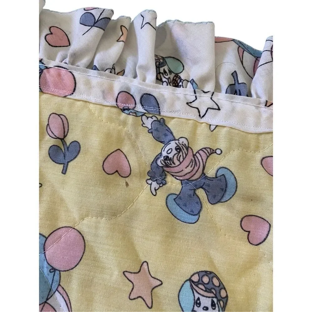 Vintage Precious Moments Baby Blanket Quilt Clown Ballons Jack In Box 44 x 35 in